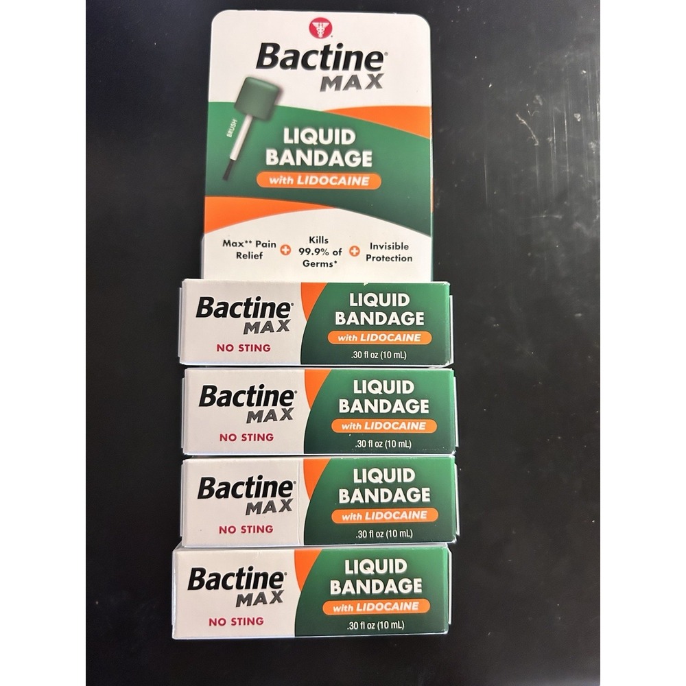 Lot Of 4 Bactine Max Liquid Bandage No Sting Pain Relief New